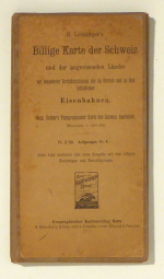 Billige Karte der Schweiz und der angrenzenden L&auml;nder mit besonderer Ber&uuml;cksichtigung der im Betrieb und im Bau befindlichen Eisenbahnen