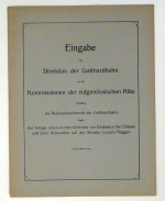 Eingabe der Direktion der Gotthardbahn an die Kommissionen der Eidgenössischen Räte