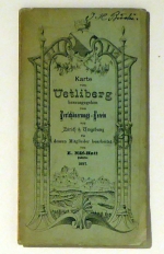 Karte vom &Uuml;etliberg. Gebirgs-Ansicht auf dem Uetliberg 873 m. &uuml;b. Meer nach dem Panorma v. X(aver) Imfeld (in H. Keller's geograph. Verlag in Z&uuml;rich) in Stein gestochen v. A(lbert) Bosshard.