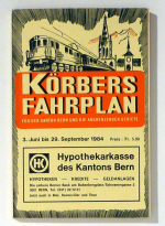 K&ouml;rbers Fahrplan f&uuml;r den Kanton Bern und die angrezenden Gebiete. 3. Juni bis 29. September 1984