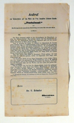 Aufruf zur Subscription auf das Werk der Frau Josephine Zehnder-Stadlin