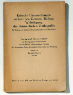 Kritsche Untersuchungen zu Levi ben Gersons (Ralbag) Widerlegung des Aristotelischen Zeitbegriffes