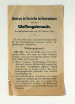 Ab&auml;nderung der Vorschriften des Dienstregelements &uuml;ber den Waffengebrauch