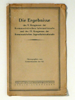 Die Ergebnisse des V. Kongresses der Kommunistischen Internationale und des VI. Kongresses der Kommunistischen Jugendinternationale