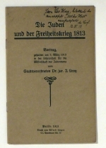 Die Juden und der Freiheitskrieg 1813