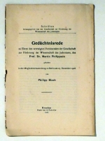 Ged&auml;chtnisrede zu Ehren des verewigten Vorsitzenden der Gesellschaft zur F&ouml;rderung der Wissenschaft des Judentums, des Prof. Dr. Martin Philippson