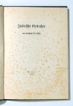 Jüdische Gedichte von Klopstock bis Keller