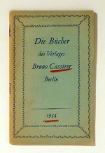 Die B&uuml;cher des Verlages Bruno Cassirer Berlin 1934