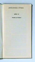 Johannes Itten gesehen von Freunden und Schülern
