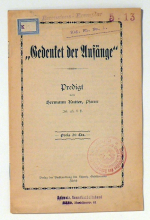 "Gedenket der Anf&auml;nge"