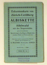 Exkursionskarte von Z&uuml;rich-Uetliberg, Albiskette, Sihlwald mit den Seegemeinden